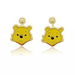 Winnie the Pooh Earrings in 14k Yellow Gold With Screw Back - SKU:OKNE-012-14k - Oroking - Largest Jewelry Superstore