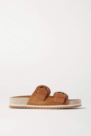 Glyn Leather And Suede Slides - Tan