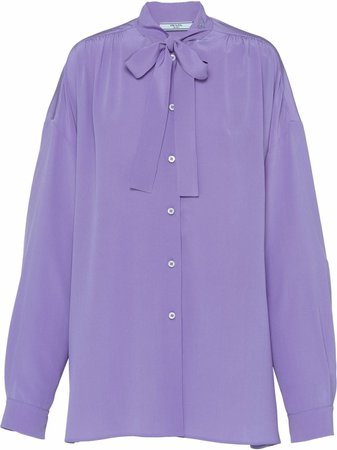 Shop Prada long-sleeve crepe de chine blouse with Express Delivery - FARFETCH