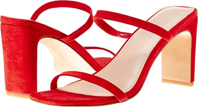 Amazon.com: The Drop Women's Avery Square Toe Two Strap High Heeled Sandal, Red, 6.5 : Clothing, Shoes & Jewelry