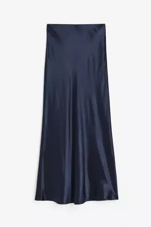 Satin Maxi Skirt - Dark blue - Ladies | H&M US
