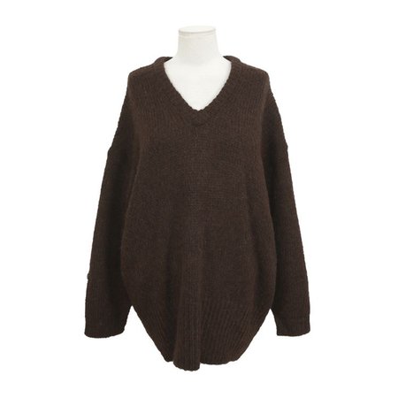 Solid Tone Oversized V-Neck Sweater | STYLENANDA