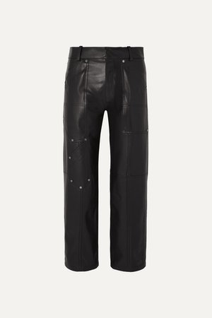 Chloé | Studded leather straight-leg pants | NET-A-PORTER.COM