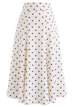Polka Dot Printed A-Line Midi Skirt - NEW ARRIVALS - Retro, Indie and Unique Fashion