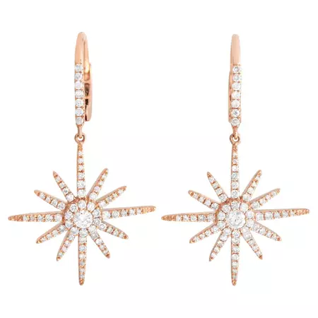 LB Exclusive 18k Rose Gold 0.60ct Diamond Starburst Earrings For Sale at 1stDibs