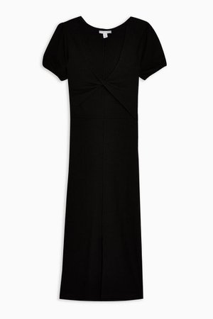 Black Twist Ribbed Column Midi Dress | Topshop