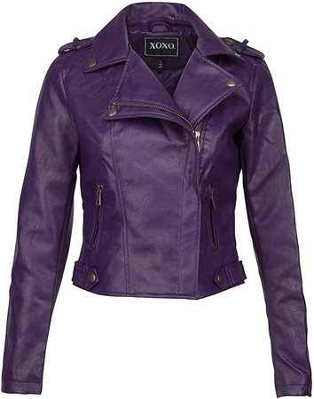 Womens Purple Faux Leather Moto Biker Jacket at Amazon Women's Coats Shop