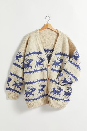 Vintage Reindeer Pattern Cardigan | Urban Outfitters