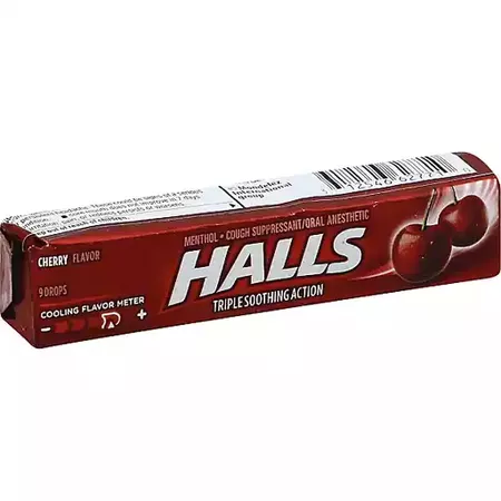 *clipped by @luci-her* Halls Cough Suppressant/Oral Anesthetic, Menthol, Cherry Flavor | Cough Drops | Reasor's