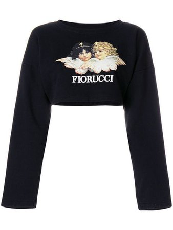 Fiorucci logo patch cropped sweatshirt $66 - Shop SS18 Online - Fast Delivery, Price