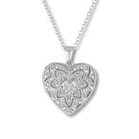 Diamond Heart Locket 1/10 ct tw Round 10K White Gold - 211535000 - Jared