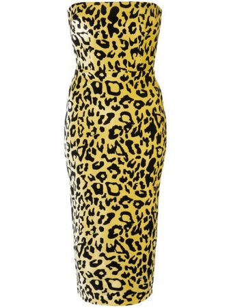Shop yellow & black Alex Perry velvet touch strapless dress with Express Delivery - Farfetch