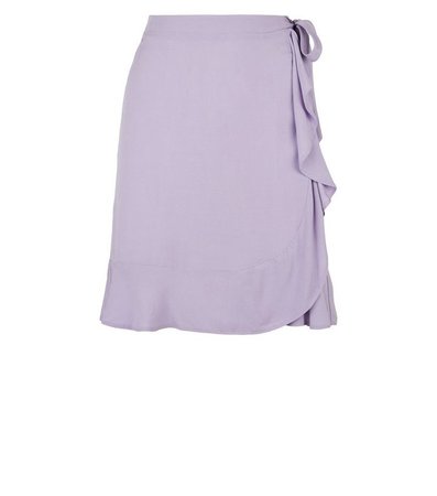 Lilac Ruffle Front Wrap Mini Skirt | New Look