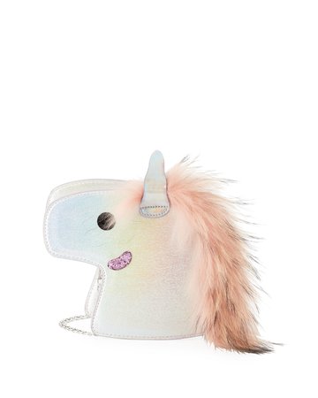 Bari Lynn Girls' Iridescent Unicorn Clutch Bag w/ Fur Mane | Neiman Marcus