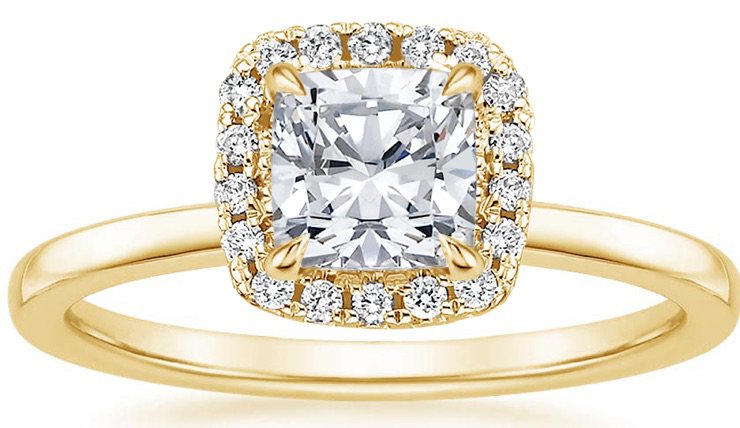 Vienna Diamond Engagement Ring 18K Yellow Gold Shown with 1 Carat Cushion Diamond 4135$ CAD
