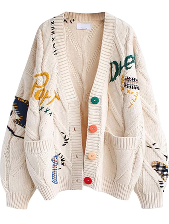 Embroidery Wool Cardigan