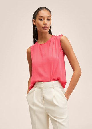 Buttoned wrap blouse - Women | Mango USA