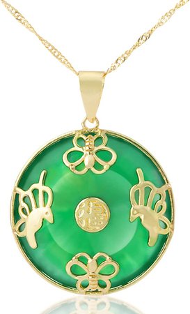 Amazon.com: Zenbless Green Jade Necklaces 18K Gold Butterfly Pendant Necklace Feng Shui Good Luck Gifts for Women : Clothing, Shoes & Jewelry