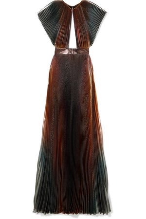 Givenchy Cutout pleated silk-blend lamé gown | NET-A-PORTER.COM