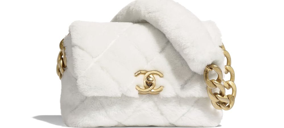 Flap Bag, shearling lambskin & gold-tone metal, white - CHANEL