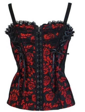 red floral corset