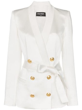 Balmain gold-tone button belted blazer $2,150 - Buy Online SS19 - Quick Shipping, Price