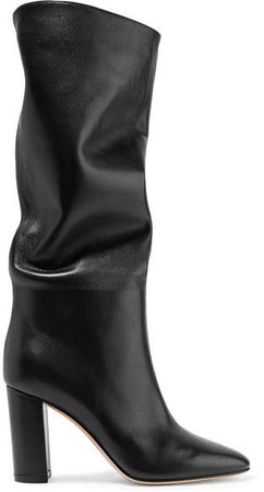 Laura 85 Leather Knee Boots - Black