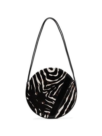 Black Manu Atelier Lou Round Zebra Print Bag | Farfetch.com