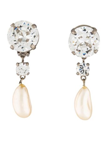 Balenciaga Faux Pearl & Crystal Clip-On Earrings - Earrings - BAL74496 | The RealReal