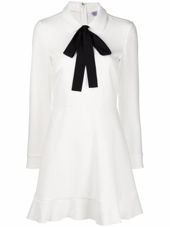 Shop RED Valentino contrast-pussybow flared dress with Express Delivery - FARFETCH