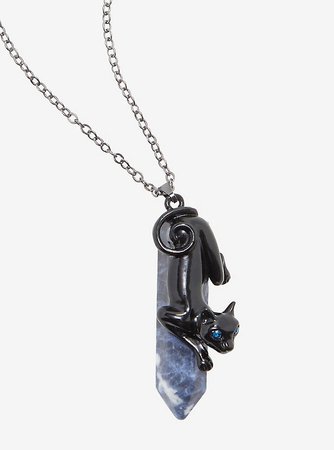 Black Cat Blue Lapis Stone Necklace