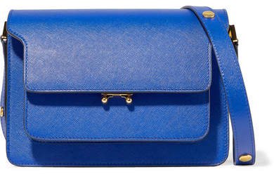 Trunk Medium Textured-leather Shoulder Bag - Cobalt blue