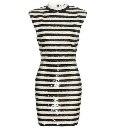 Striped sequinned dress