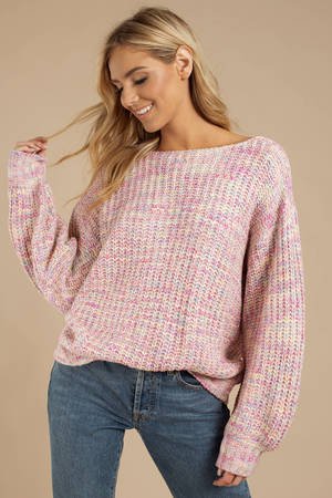 Rainbow Sweater - Slouchy Sweater - Rainbow Crew Neck Jumper - $46 | Tobi US