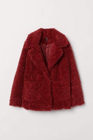 Faux Fur Jacket - Red
