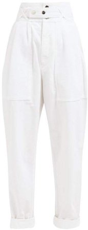 Turner High Rise Cotton Trousers - Womens - White