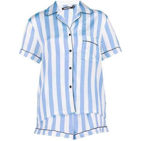 Boohoo Laura Stripe Short and Shirt PJ Set ($28)