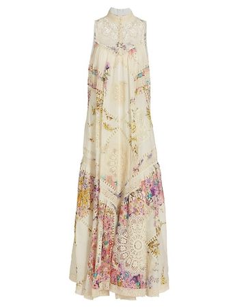 Shop Zimmermann Jude Floral Lace-Trimmed Maxi Dress | Saks Fifth Avenue