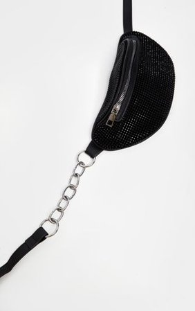Black Diamante Studded Bum Bag | Accessories | PrettyLittleThing