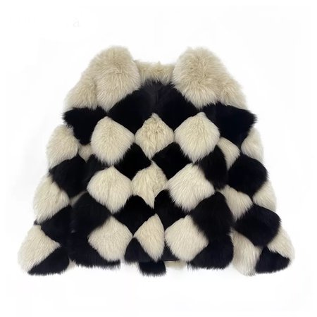 checkered fur coat