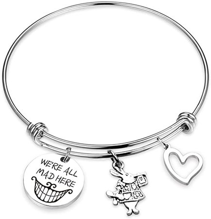Amazon.com: EIGSO Disney Alice in Wonderland Jewelry We're All Mad Here Bracelet Cheshire Cat Bracelet Mad Hatter Geek Geeky Gift Nerd Nerdy Gifts for Women Girls (mad BR): Jewelry