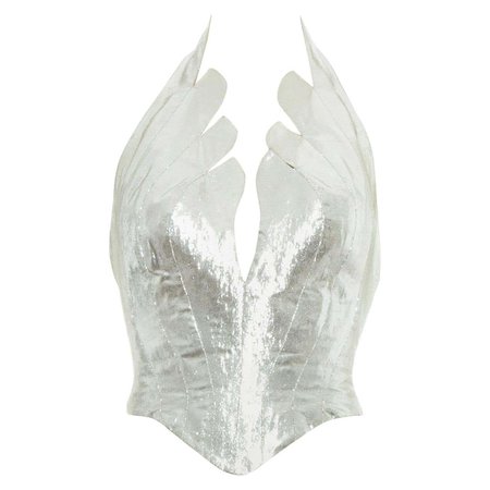 Thierry Mugler metallic silver bustier corset, fw 1978 For Sale at 1stDibs | silver corset, fw-1978