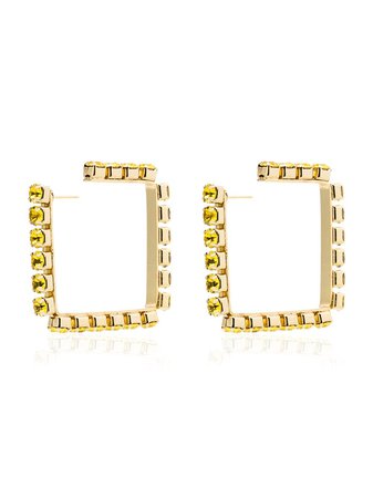Area Crystal-Embellished Square Hoop Earrings Ss20 | Farfetch.com