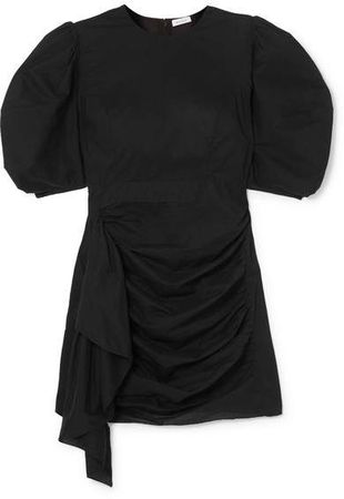 Pia Ruched Cotton-voile Mini Dress - Black
