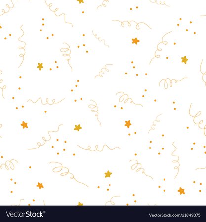 Gold star confetti stars curls pattern Royalty Free Vector