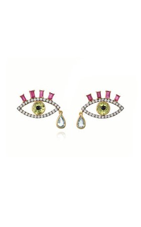 18k Yellow Gold Eye Earrings By Sauer | Moda Operandi