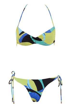 Clothing : Swimwear : 'Isla Grande' Blue Green Halter Bikini
