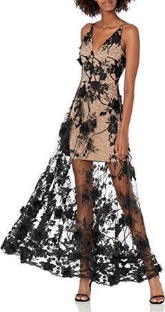 Amazon.com: Dress the Population Women's Embellished Plunging Gown Sleeveless Floral Long Dress : Clothing, Shoes & Jewelry