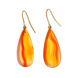 Orange Calcedony Droplet Earrings