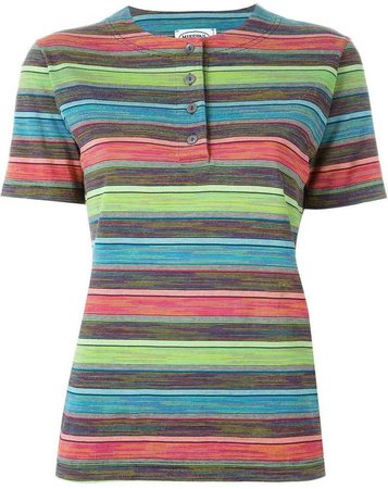 Pre-Owned striped henley T-shirt